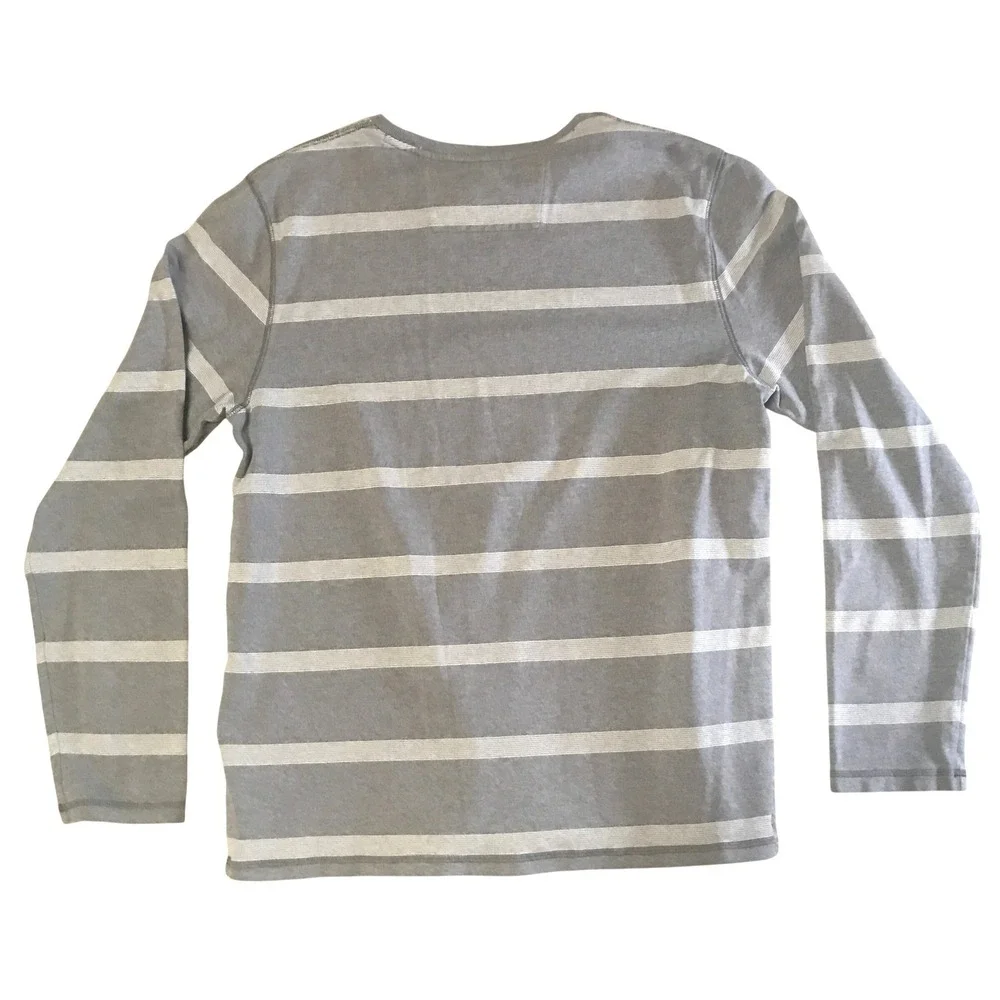 Banana Republic Mens Gray Striped Long Sleeve Crew Neck Sweater Large
